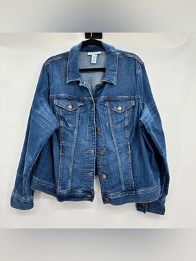 Lane Bryant Womens Denim Blue Jean Trucker Jacket Size 20